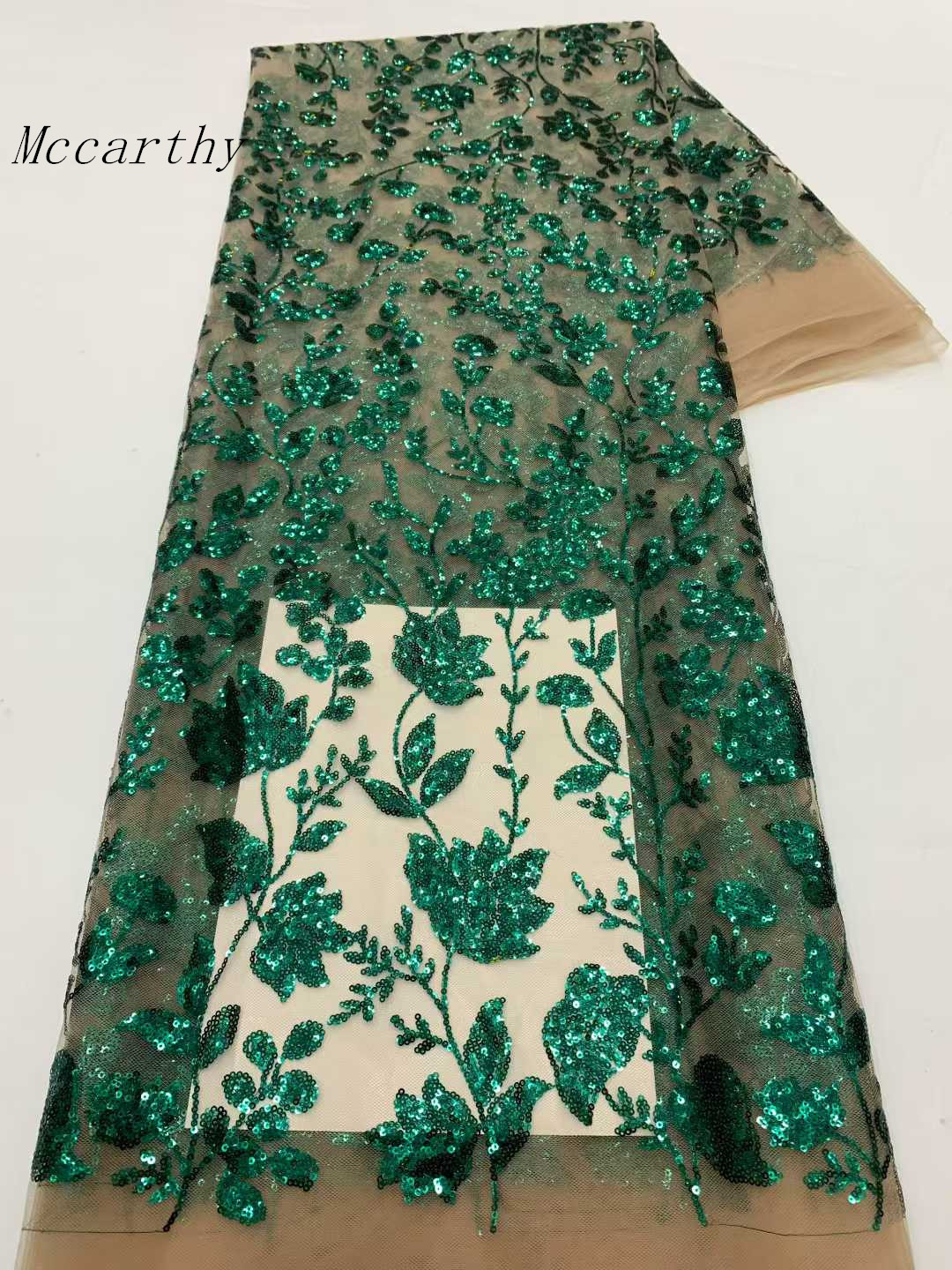 Embroidery Net Fabric - Afrykańska koronka z cekinami, nigeryjski haft,