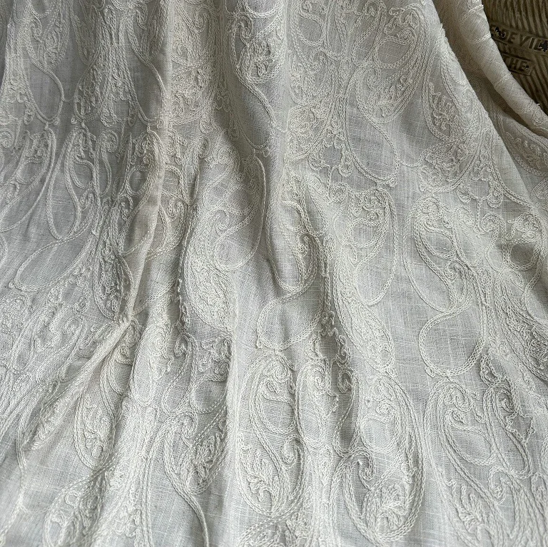 Embroidery Chain Stitch - Czysta lniana tkanina bazowa z haftem