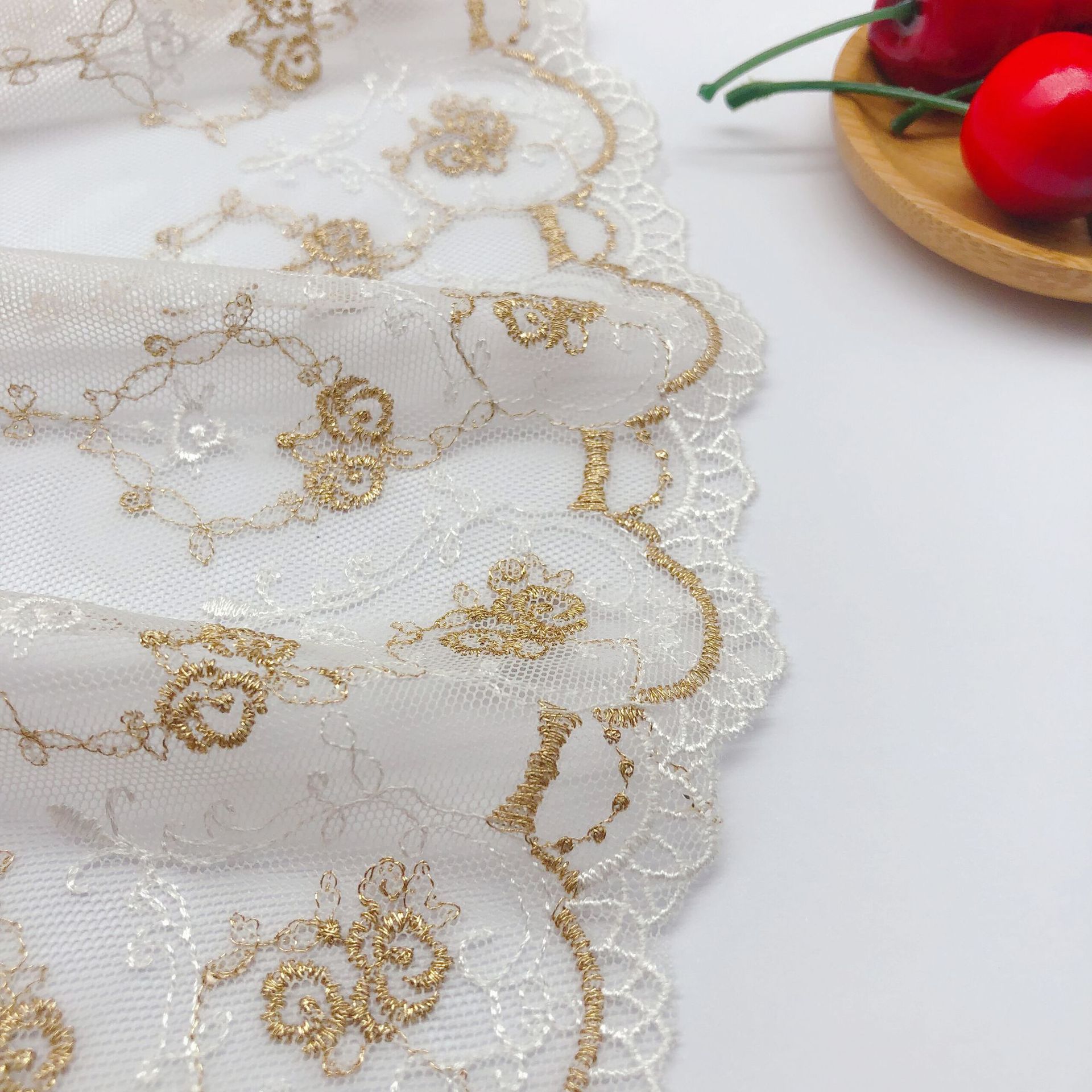 Embroidery Rose - 16.2CM szerokość siatkowy haft złota nitka