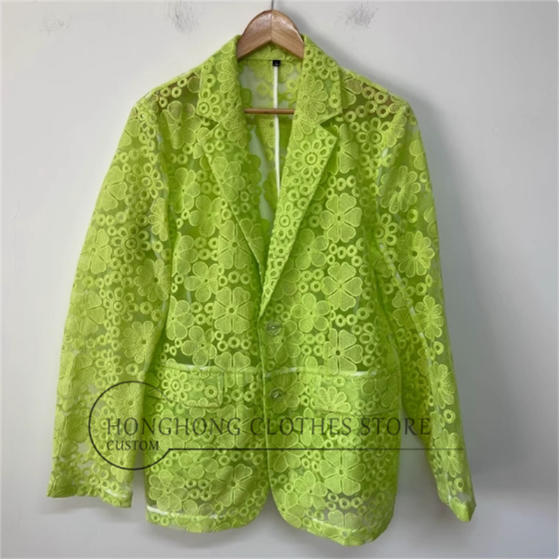 Embroidery Yellow - Fluorescencyjny żółty, ciężki haft, prześwitująca organza,