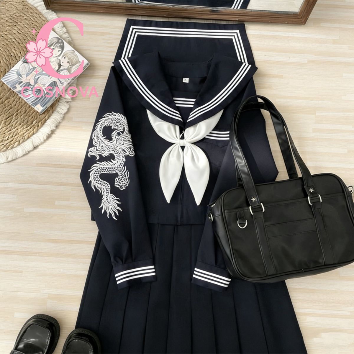 Embroidery Uniforms - Japoński Dark Goth Punk Strój Marynarski