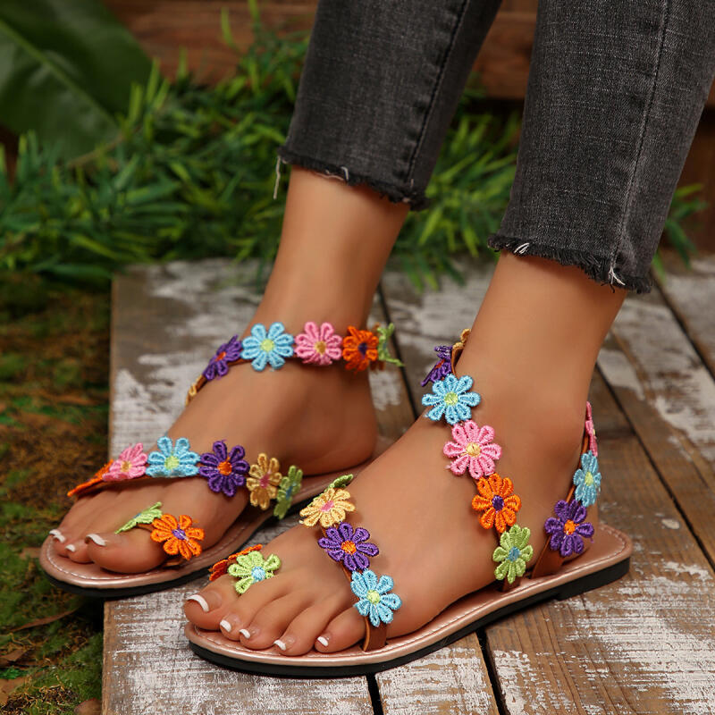Embroidery Designer - Bohemian Embroidery Flower Designer Sandals Women