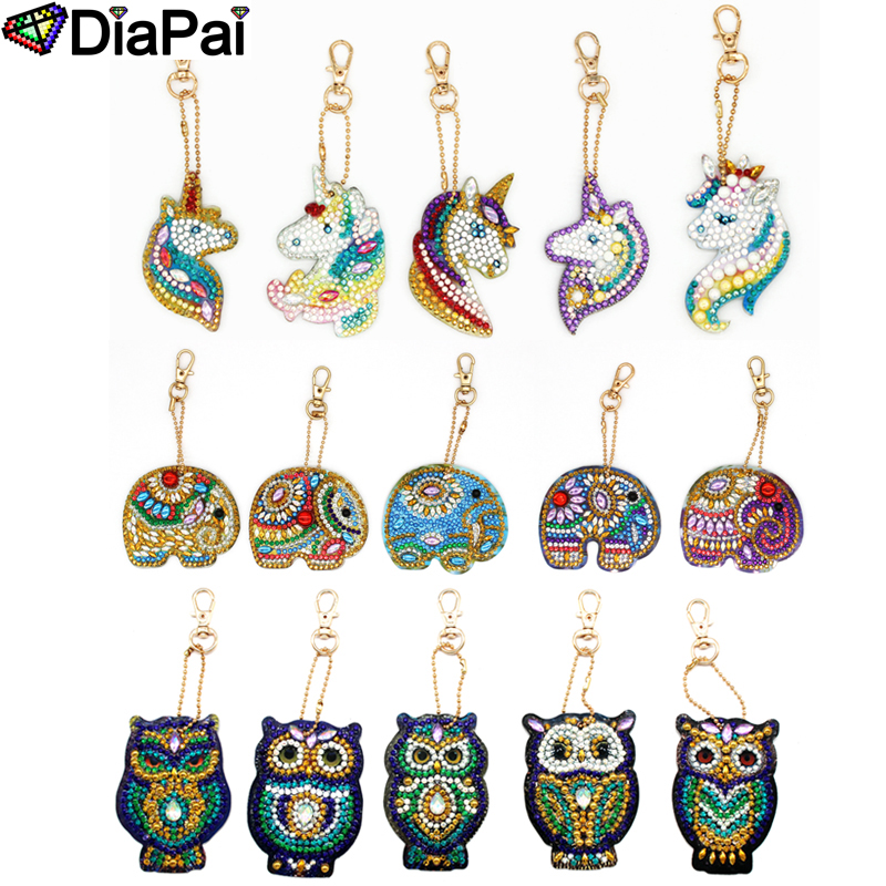 Embroidery Chain Stitch - DIAPAI 5D diamentowy brelok do kluczy