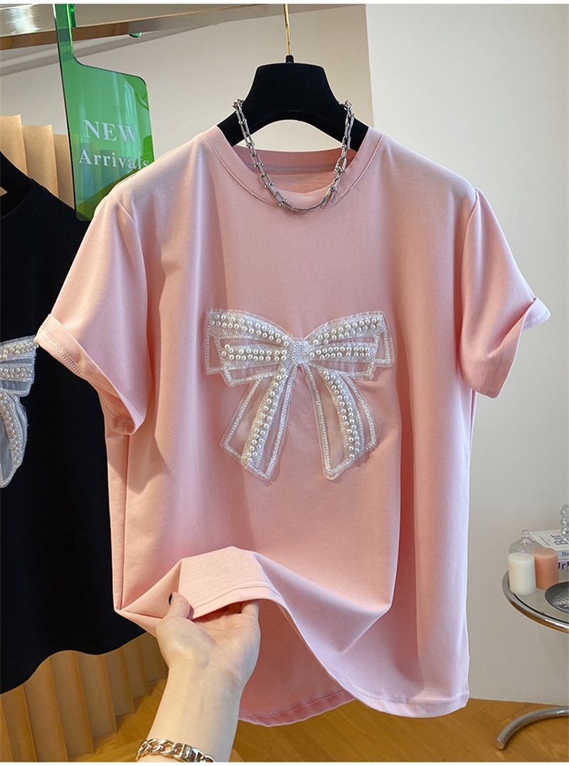 Embroidery Knot - Koszulka damska z krótkim rękawem, luźna,