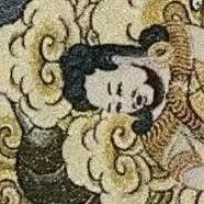 Embroidery Yellow - 35-calowa ludowa haftowana jedwabna Thangka z