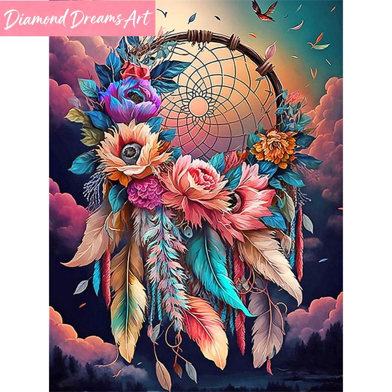Embroidery Rose - Bezramowy, Diamentowy Obraz Łapacz Snów Motyl