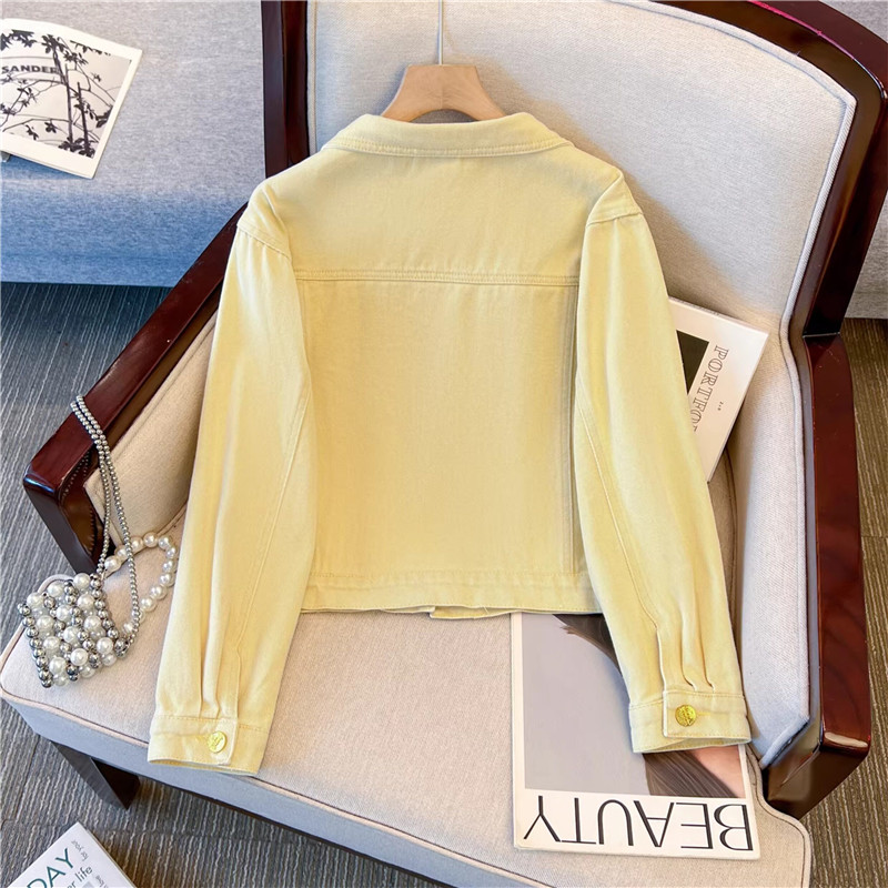 Koreańska kurtka jeansowa dams – Embroidery Yellow recenzja i cena