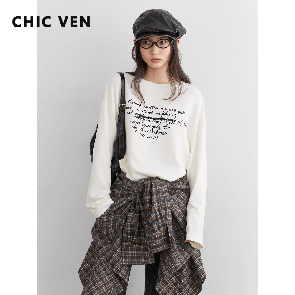 CHIC VEN Nowa damska koszulka  – Embroidery Font recenzja i cena