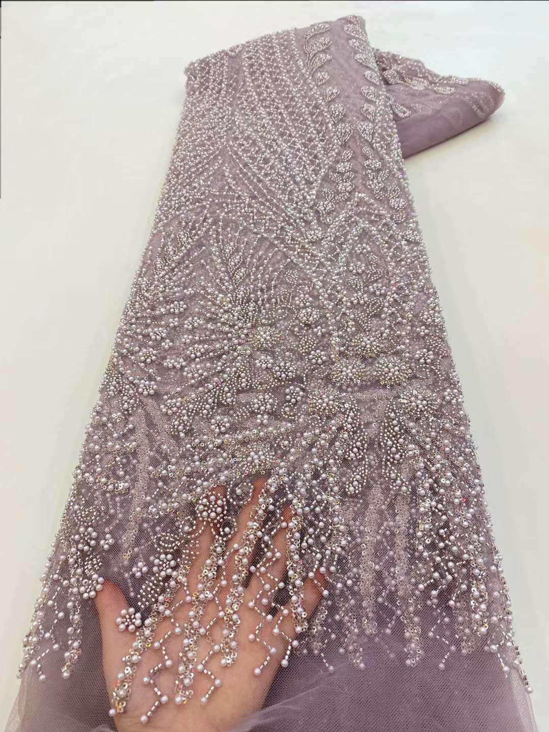 Brązowa cekinowa haftowana kor – Embroidery Net Fabric recenzja i cena