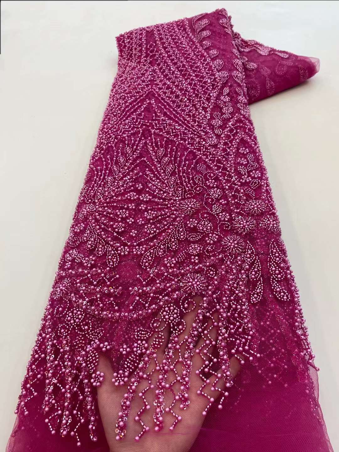 Brązowa cekinowa haftowana kor – Embroidery Net Fabric recenzja i cena